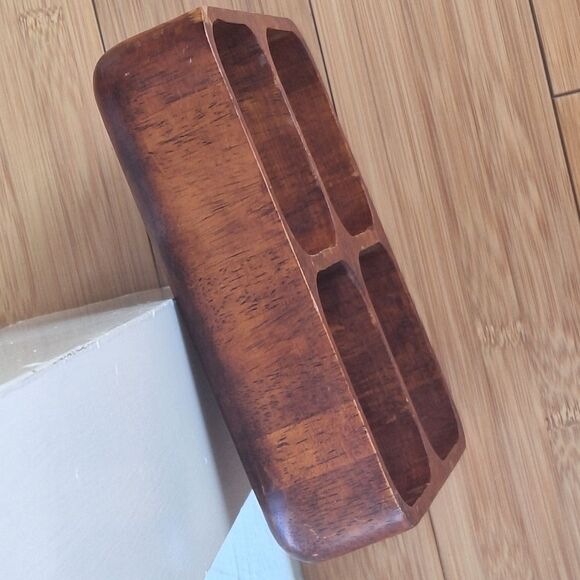 Solid Wood Tray Compartment Nuts Dried Fruit Trinket Organizer Display Decor TLC - Picture 9 of 16